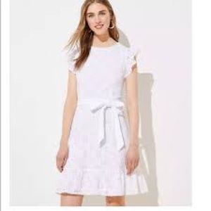 White eyelet lined dress from Loft in size 16.